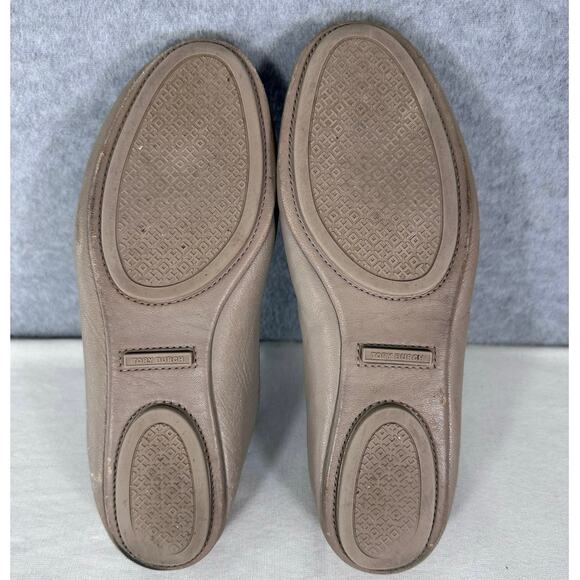 Tory Burch Women’s sz 5.5 Minnie Travel Ballet Flat French Gray Neutral Leather - Picture 6 of 12